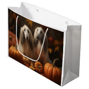 afghan hound Puppy Autumn Delight Pumpkin Large Gift Bag
