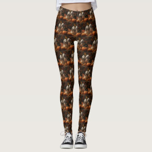 afghan hound Puppy Autumn Delight Pumpkin Leggings