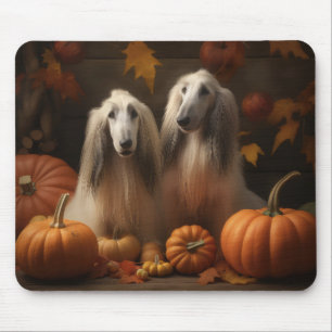 afghan hound Puppy Autumn Delight Pumpkin Mouse Mat