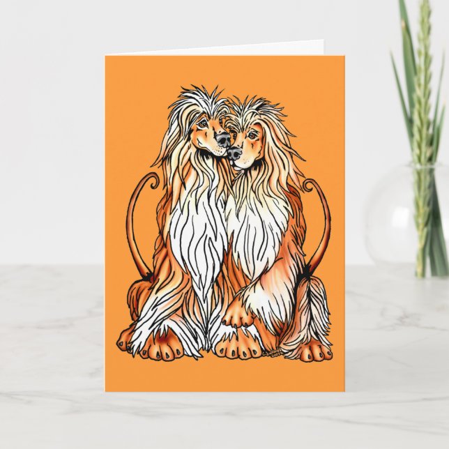 Afghan Hound Puppy Love Thank You Card (Front)