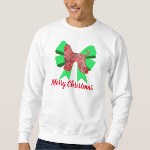 Afghan Hound Red Dog & Green Bow Christmas Sweatshirt