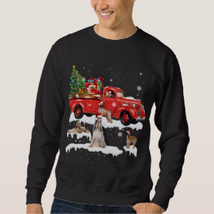 Afghan Hound Riding Red Truck Merry Christmas X-ma Sweatshirt