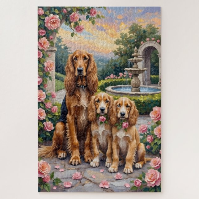 Afghan Hound Rose Garden Art Jigsaw Puzzle (Vertical)