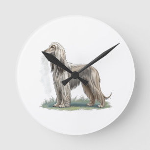 Afghan Hound Round Clock