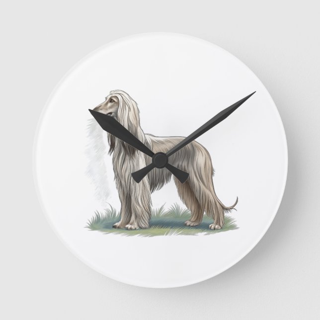 Afghan Hound Round Clock (Front)