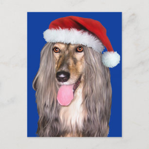 Afghan Hound Santa Claus Holiday Postcard