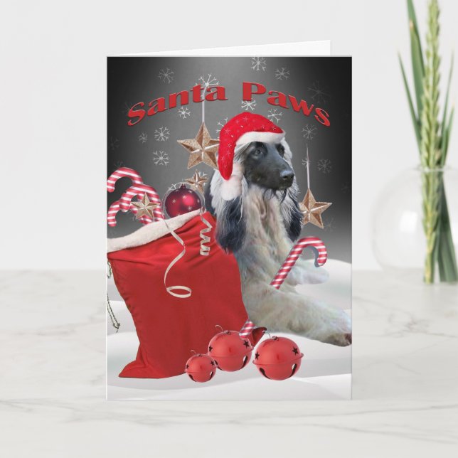 Afghan Hound Santa Paws Cards (Front)