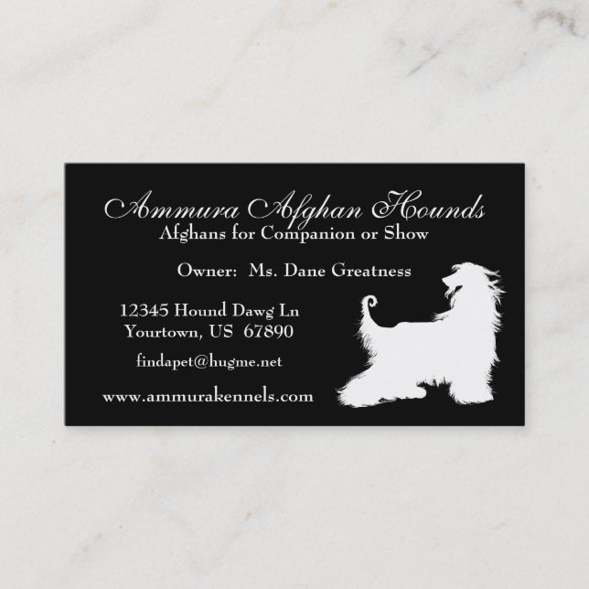 Afghan Hound Silhouette Business Cards (Front)