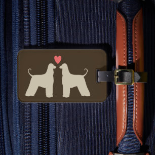 Afghan Hound Silhouettes with Heart Luggage Tag