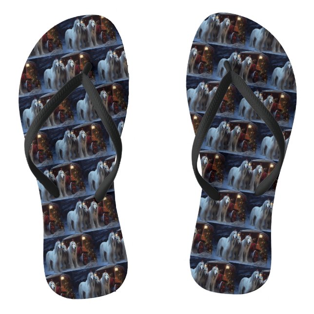Afghan Hound Snowy Sleigh Ride Christmas Decor Flip Flops (Footbed)