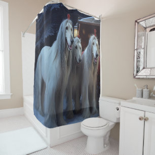 Afghan Hound Snowy Sleigh Ride Christmas Decor Shower Curtain