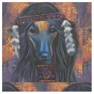 Afghan Hound Southwestern Art Fabric