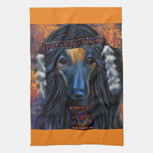 Afghan Hound  Southwestern  Art   Tea Towel