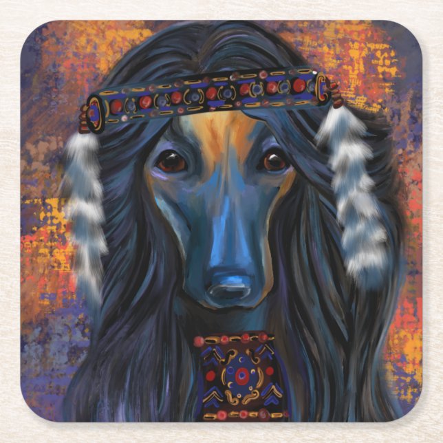Afghan Hound        Square Paper Coaster (Front)