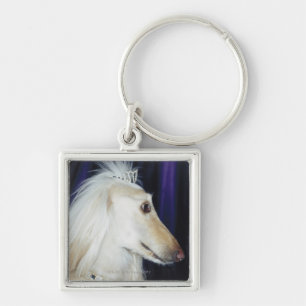 Afghan Hound wearing Tiara Key Ring