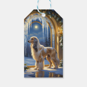 Afghan Hound With Christmas Lights Holiday Gift Tags