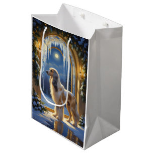 Afghan Hound With Christmas Lights Holiday Medium Gift Bag
