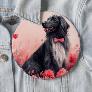 Afghan Hound with Roses - Valentine's Day 6 Cm Round Badge