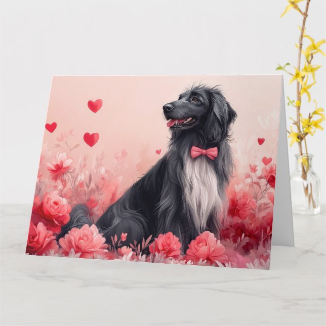 Afghan Hound with Roses - Valentine's Day  Card (Yellow Flower)