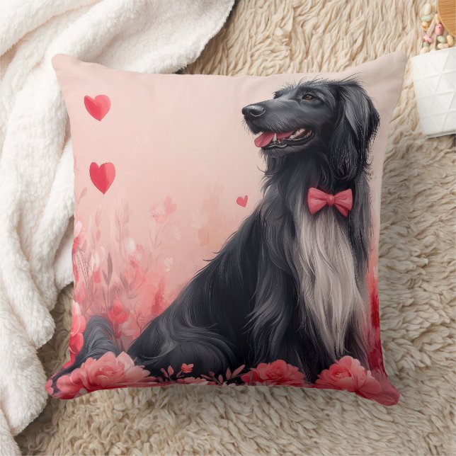 Afghan Hound with Roses - Valentine's Day  Cushion (Blanket)