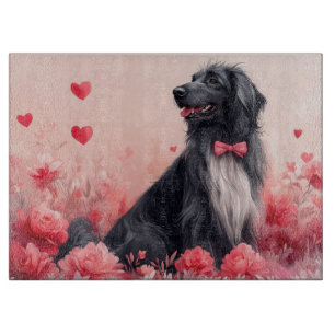 Afghan Hound with Roses - Valentine's Day Cutting Board