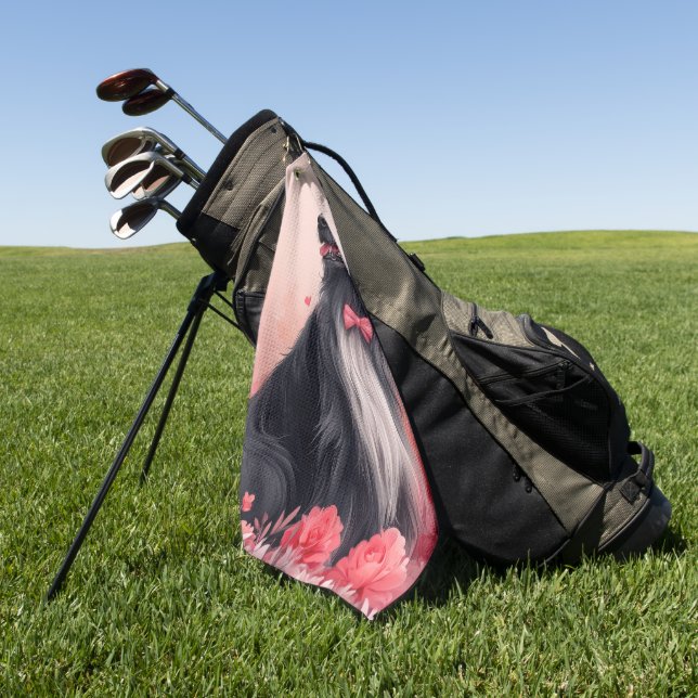 Afghan Hound with Roses - Valentine's Day  Golf Towel (Green)