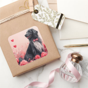 Afghan Hound with Roses - Valentine's Day Square Sticker