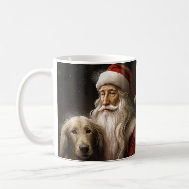 Afghan Hound with Santa Claus Festive Christmas Coffee Mug (Left)