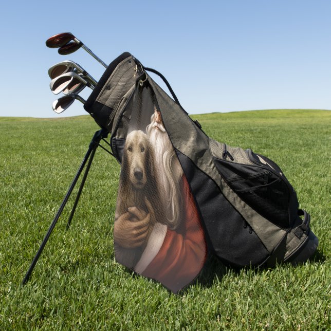 Afghan Hound with Santa Claus Festive Christmas Golf Towel (Green)