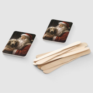 Afghan Hound with Santa Claus Festive Christmas Hand Fan