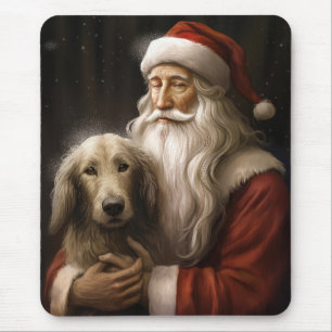 Afghan Hound with Santa Claus Festive Christmas Mouse Mat