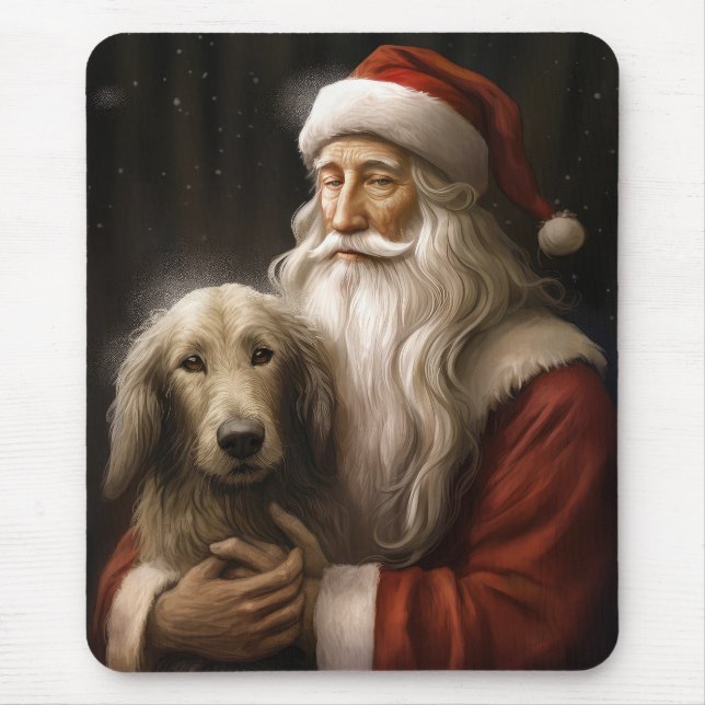 Afghan Hound with Santa Claus Festive Christmas Mouse Mat (Front)
