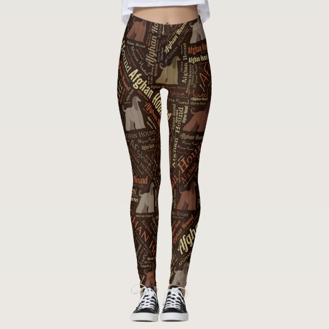 Afghan Hound Word Art Leggings (Front)