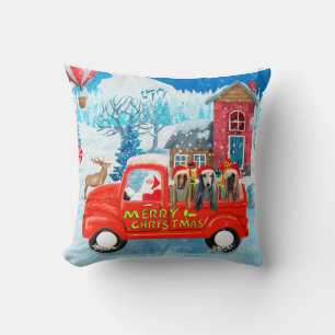 Afghan Hounds Dog in Christmas Delivery Truck Snow Cushion