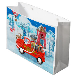 Afghan Hounds Dog in Christmas Delivery Truck Snow Large Gift Bag