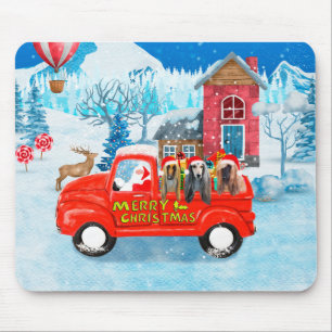 Afghan Hounds Dog in Christmas Delivery Truck Snow Mouse Mat