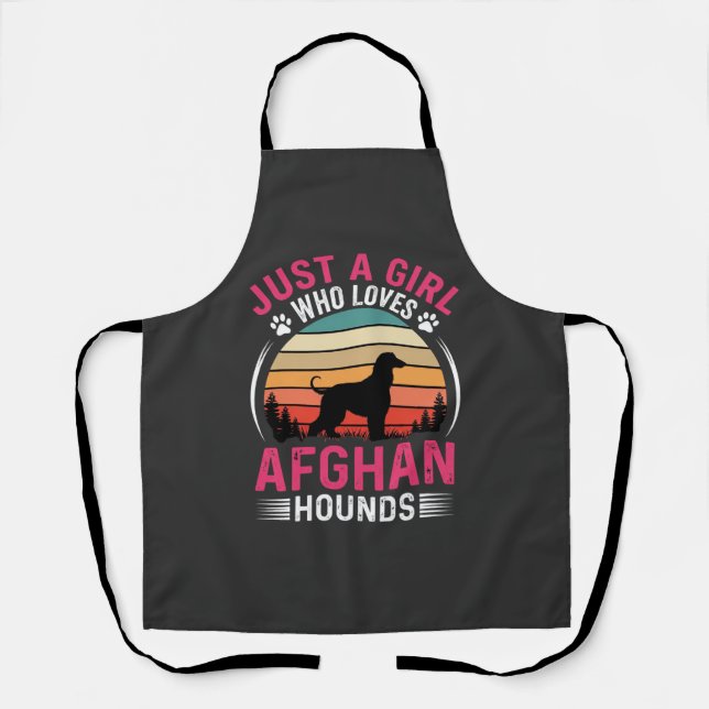Afghan Hounds Retro Sunset Dog Lover Apron (Front)