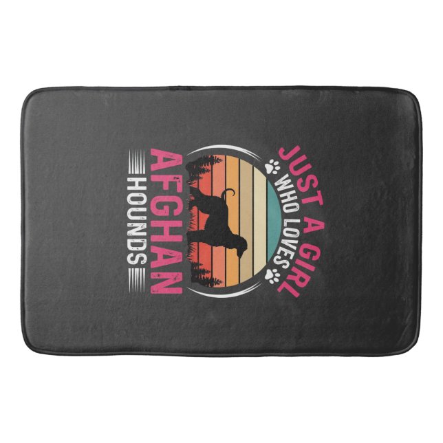 Afghan Hounds Retro Sunset Dog Lover Bath Mat (Front)