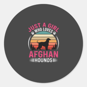 Afghan Hounds Retro Sunset Dog Lover Classic Round Sticker