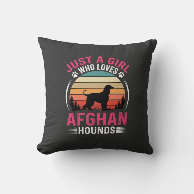 Afghan Hounds Retro Sunset Dog Lover Cushion (Front)