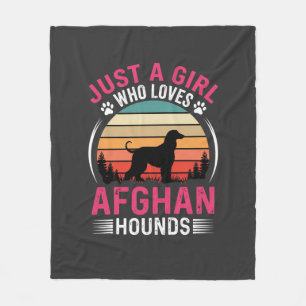 Afghan Hounds Retro Sunset Dog Lover Fleece Blanket