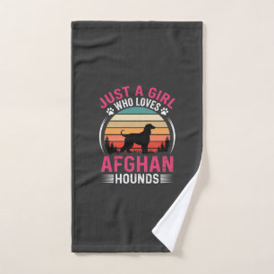 Afghan Hounds Retro Sunset Dog Lover Hand Towel