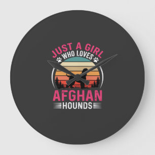 Afghan Hounds Retro Sunset Dog Lover Large Clock