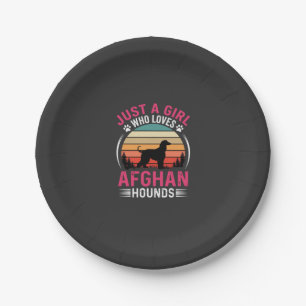 Afghan Hounds Retro Sunset Dog Lover Paper Plate