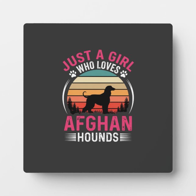 Afghan Hounds Retro Sunset Dog Lover Plaque (Front)