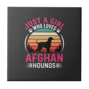 Afghan Hounds Retro Sunset Dog Lover Tile