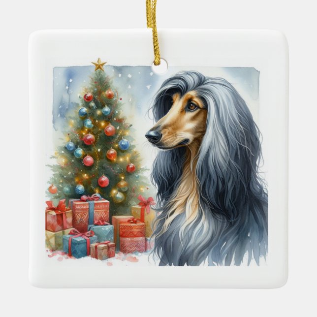 Afghan Houond Orament Ceramic Ornament (Front)