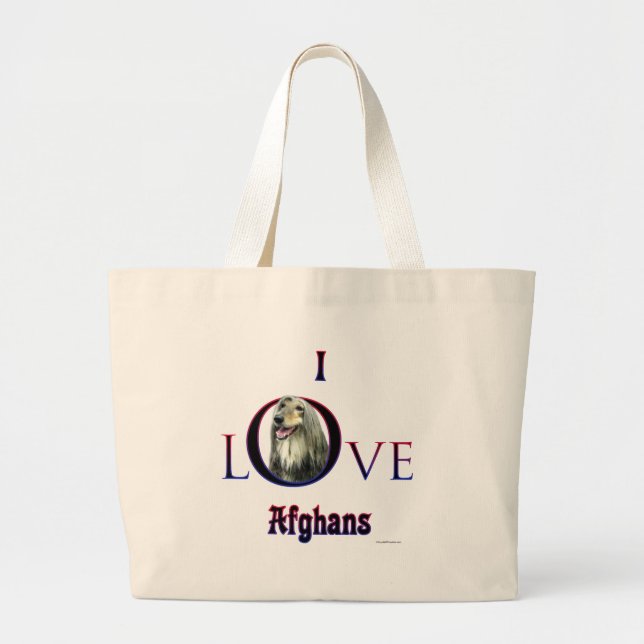 Afghan I Love Large Tote Bag (Front)