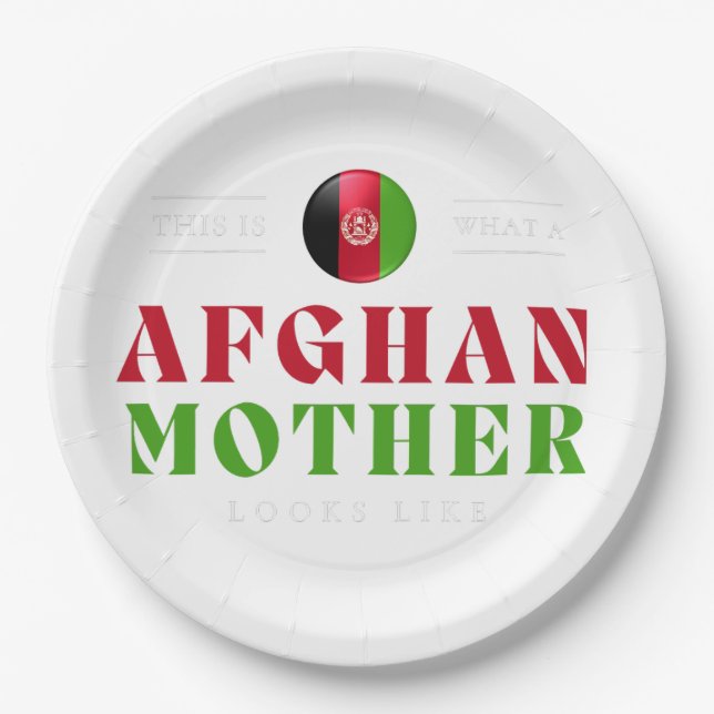 Afghan Mother Looks Like Afghanistan Flag Mothers  Paper Plate (Front)