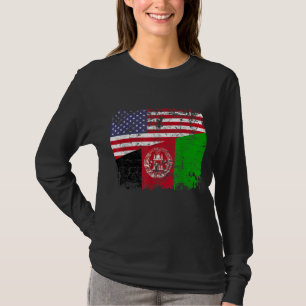 AFGHAN ROOTS Half American Flag USA AFGHANISTAN FL T-Shirt
